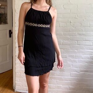 Vintage Y2K Black Mini Dress with Beaded Detail